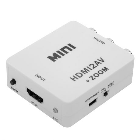 GCR GL-128, White мультимедиа конвертер Mini HDMI - AV Converter ZOOM