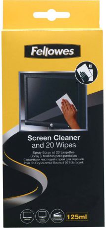Fellowes FS-99701 набор для чистки экранов: чистящий спрей, абсорбирующие салфетки, 20 шт