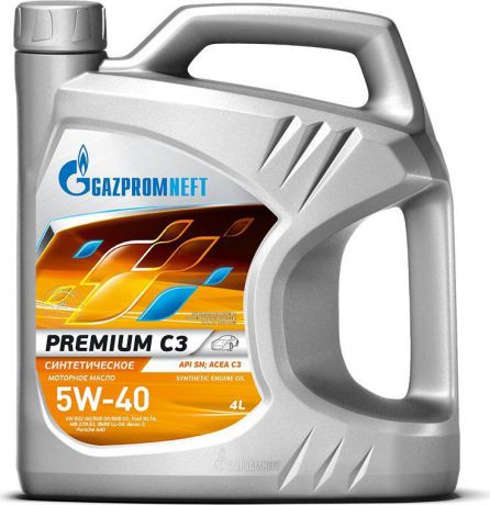 Масло моторное Gazpromneft Premium C3 5W-40, API SN, ACEA C3, синтетическое, 4 л