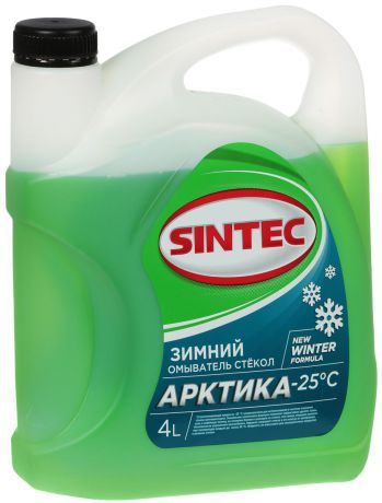 Стеклоомывающая жидкость "Sintec", зимняя, цвет: зеленый, 4 л