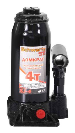 Домкрат гидравлический бутылочный Schwartz-911, 4 т, 195-380 мм, цвет: черный