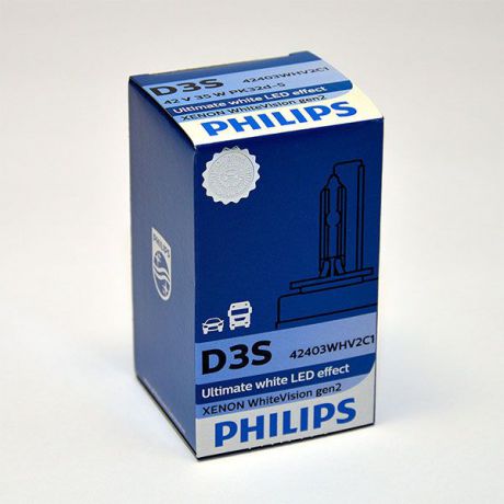 Лампа автомобильная ксеноновая Philips "WhiteVision gen2", цоколь D3S, 85 Вт