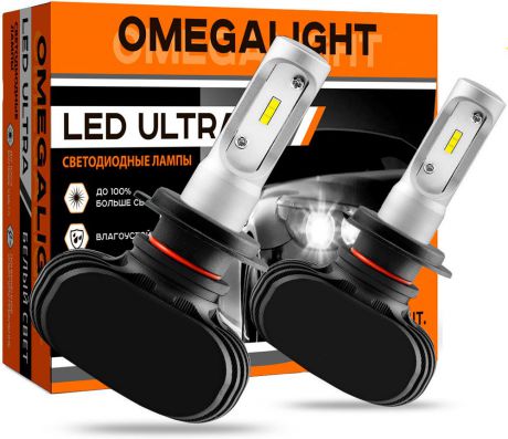 Лампа автомобильная светодиодная Omegalight "Ultra", цоколь H8/H9/H11, 2500 Лм, 2 шт
