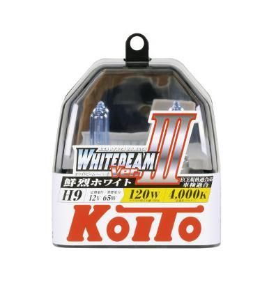 Лампа высокотемпературная Koito Whitebeam H9 12V 65W (120W) пластиковая упаковка -2 шт. комплект P0759W