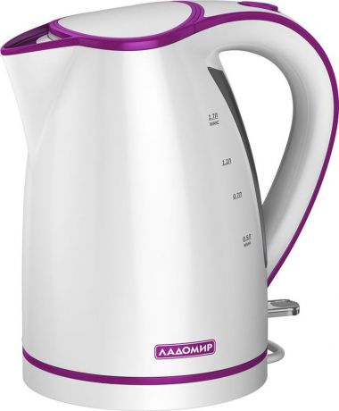 Ладомир 327 чайник электрический, цвет белый фиолетовый