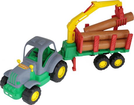 Полесье Трактор Силач с полуприцепом-лесовозом, цвет в ассортименте