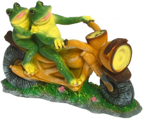 Фигура садовая "Лягушки на мотоцикле", 12 х 38 х 35 см