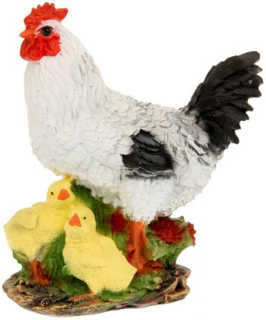 Фигура садовая "Белая курица с цыплятами", 17 х 25 х 28 см