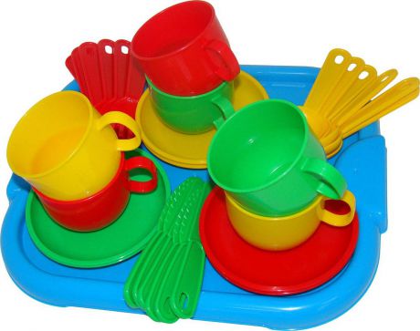 Полесье Набор игрушечной посуды Минутка с подносом 9547, цвет в ассортименте