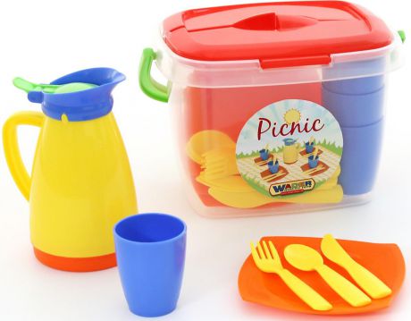 Полесье Набор игрушечной посуды Алиса для пикника №2, цвет в ассортименте