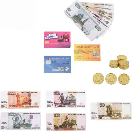 Набор денег Zabiaka "Мои первые деньги", 2466880, для девочек, с карточками