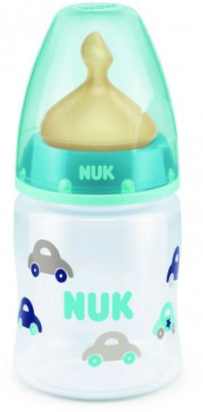 Бутылочка для кормления NUK First Choice Plus, с латексной соской, от 0 месяцев, 150 мл, 10743617-Авто бирюзовый
