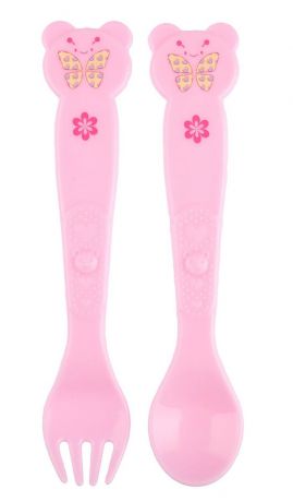 Набор детских столовых приборов Mum&Baby "Бабочка", 2618960, розовый, 2 предмета