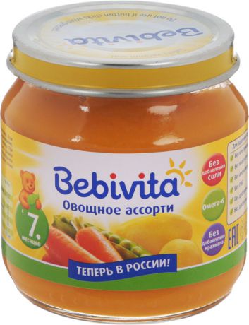 Bebivita пюре овощное ассорти, с 7 месяцев, 100 г