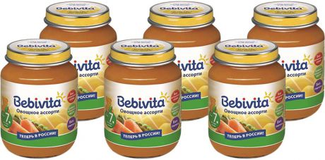 Bebivita пюре овощное ассорти, с 7 месяцев, 6 шт по 100 г