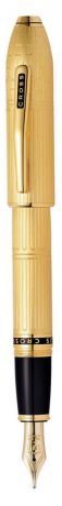Ручка перьевая Cross Townsend, цвет чернил: черный, цвет корпуса: золотистый, перо F