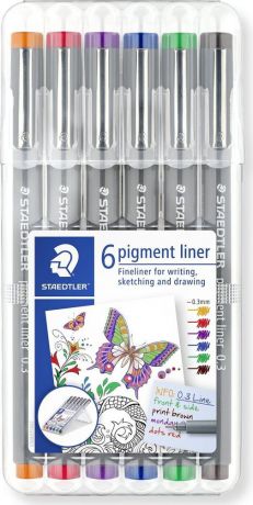 Набор капиллярных ручек Staedtler Pigment Liner, 30803-SSB6, 0,3 мм, 6 цветов