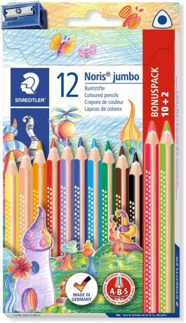Staedtler Набор цветных карандашей Noris Club Jumbo 12 цветов с точилкой