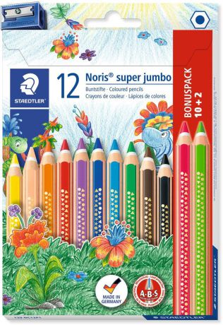 Staedtler Набор цветных карандашей Noris Club Super Jumbo 12 цветов с точилкой
