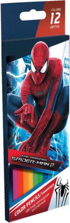 Набор цветных карандашей, 12 шт. Amazing Spider-man 2. Цветные карандаши длиной 17,8 см; заточенные; дерево - липа; цветной грифель 3 мм; карандаш в цвет грифеля с логотипом; логотип - тиснение "золотом"; Коробка из мелованного картона, раздвижная, европо