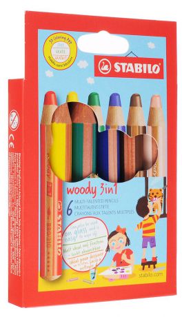 Stabilo Набор цветных карандашей Woody 3-в-1 6 цветов