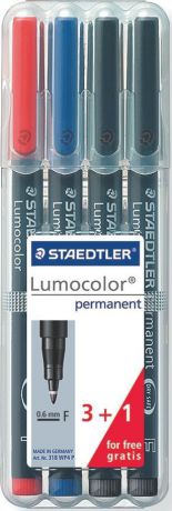 Staedtler Набор перманентных маркеров Lumocolor 318 F 4 шт