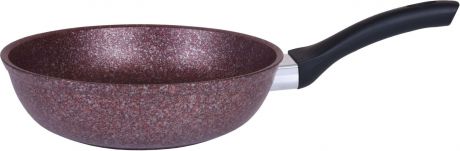 Сковорода Kukmara Granit ultra, с мраморным антипригарным покрытием, цвет: коричнево-красный. Диаметр 28 см