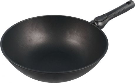 Сковорода Нева металл посуда "Ферра", с антипригарным покрытием, со съемной ручкой, цвет: черный. Диаметр 30 см