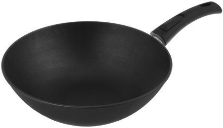 Сковорода-вок литая Нева Металл Посуда "Титан", с полимер-керамическим антипригарным покрытием, со съемной ручкой, цвет: черный. Диаметр 30 см