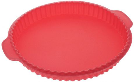 Форма для выпечки "Calve", силиконовая, круглая, цвет: красный, 31,2 x 28 x 3,5 см