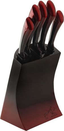 Набор ножей Berlinger Haus "Passion Line", на подставке, цвет: красный, 6 предметов