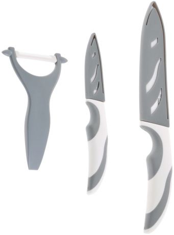 Набор керамических ножей "Winner", цвет: белый, серый, 3 предмета. WR-7344
