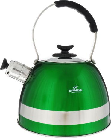 Чайник "Bohmann", со свистком, цвет: зеленый, 2,5 л. 9996BH