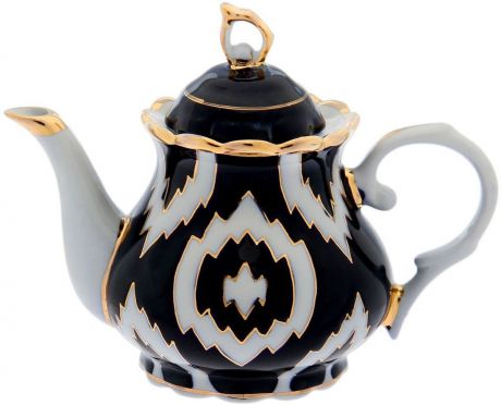 Чайник заварочный Turon Porcelain "Атлас", цвет: синий, белый, золотистый, 800 мл