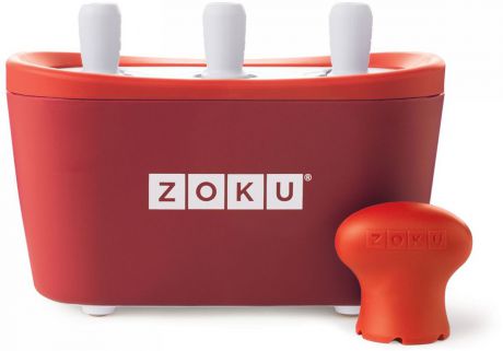 Набор для приготовления мороженого Zoku "Triple Quick Pop Maker", цвет: красный, 3 х 60 мл