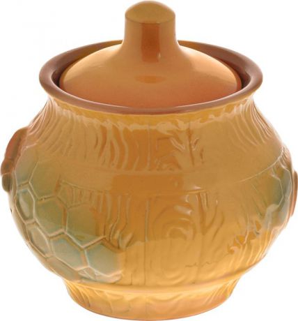 Горшочек для меда Борисовская керамика "Русский", цвет: светло-коричневый, 600 мл