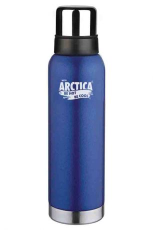 Термос "Арктика", с чашей, цвет: синий, черный, стальной, 750 мл