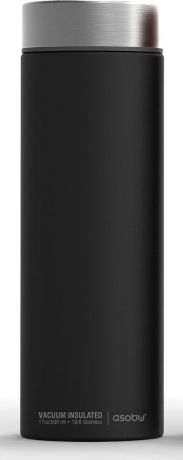 Термос Asobu "Le Baton Travel Bottle", цвет: черный, стальной, 500 мл
