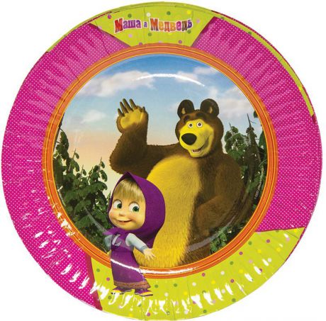 Веселая затея Тарелка бумажная Маша и Медведь 17 см 6 шт