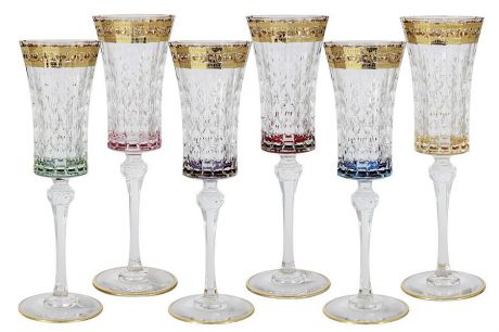 Набор: 6 бокалов для шампанского "Цветная Флоренция". SM3173/678-AL