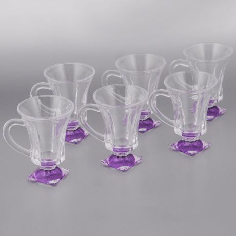 Набор стаканов для глинтвейна "Loraine", цвет: прозрачный, сиреневый, 150 мл, 6 шт