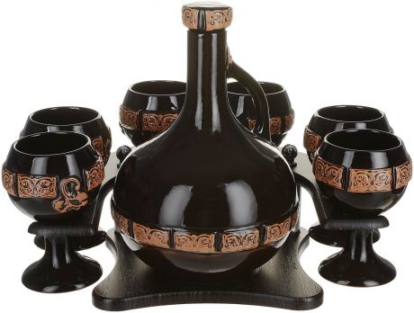 Набор для напитков Борисовская керамика "Королевский", цвет: темно-коричневый, коричневый, 8 предметов