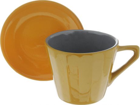 Чайная пара Борисовская керамика "Ностальгия", цвет: горчичный, желтый, 200 мл