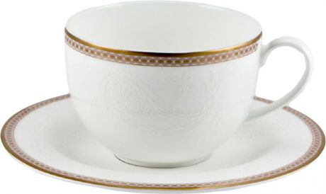 Набор чайных пар Royal Bone China "Золотая вышивка", 220 мл, 6 шт