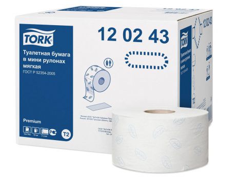 Бумага туалетная "Tork", двухслойная, мягкая, 12 мини-рулонов