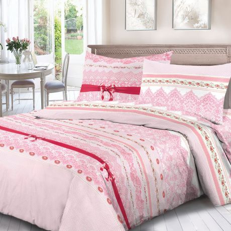 Комплект белья Для Снов "Бал", 2-спальный, наволочки 70x70, цвет: розовый. 4062-1