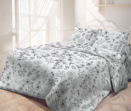 Комплект постельного белья Самойловский текстиль "Утро", 2-спальный, наволочки 70х70, цвет: светло-серый