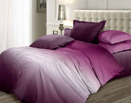 Комплект белья Омбре Luxury "Вишневый сорбет", 1,5-спальный, наволочки 70x70
