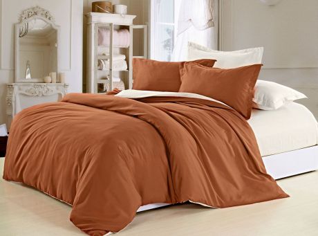 Комплект белья ЭГО "Лиана", 1,5-спальный, наволочки 70x70, цвет: коричневый