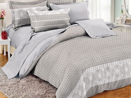 Комплект постельного белья Cleo Pure cotton 20/058-PC, серый, 2-х спальный, наволочки 70x70
